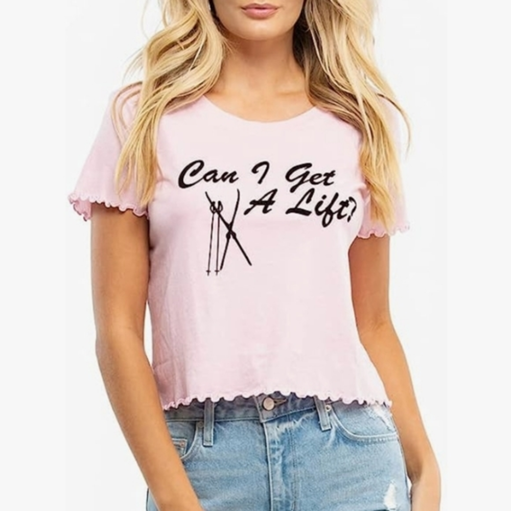 NWT WILDFOX Pink Lettuce Edge Short Sleeve Graphic T Shirt‎ size small